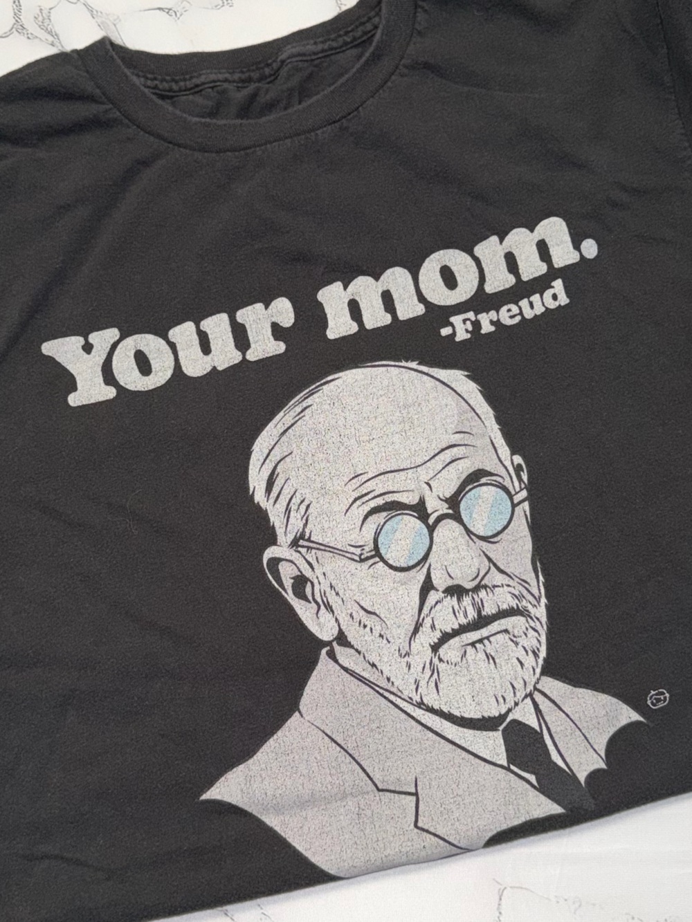 Black Graphic Tee — Freud Quote "Your Mom" Print